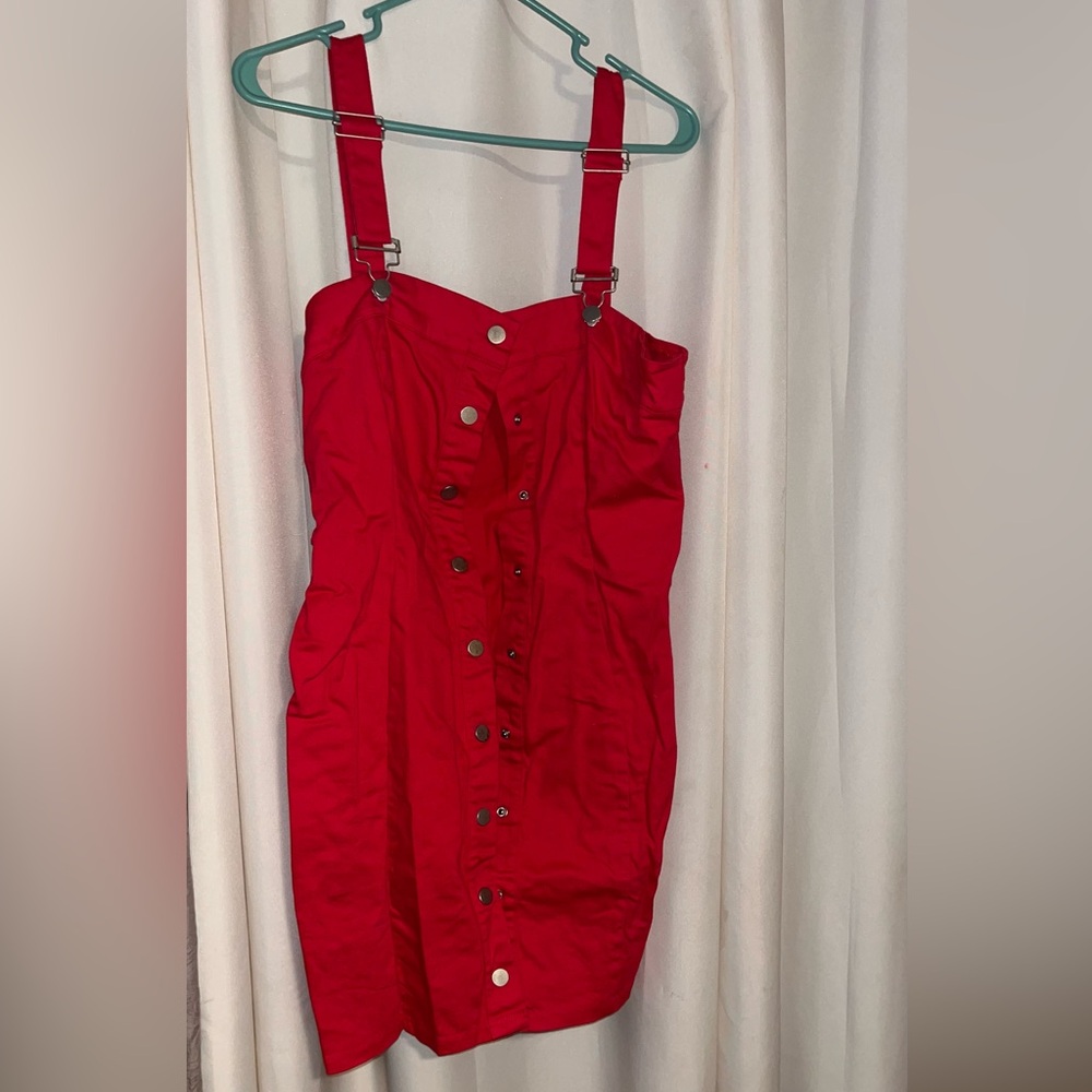 Elegant Red Button-Down Dress